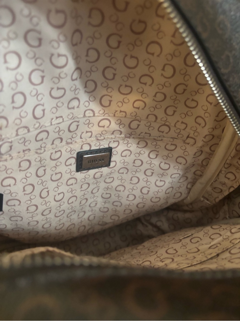 GUESS Brown/Tan Monogram Mini Backpack - Picture 2 of 3
